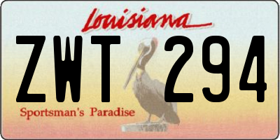 LA license plate ZWT294