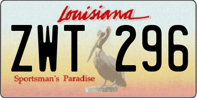 LA license plate ZWT296