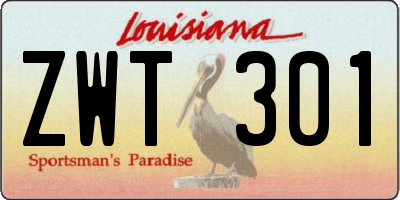LA license plate ZWT301