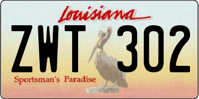 LA license plate ZWT302