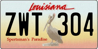 LA license plate ZWT304