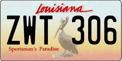 LA license plate ZWT306