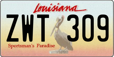 LA license plate ZWT309