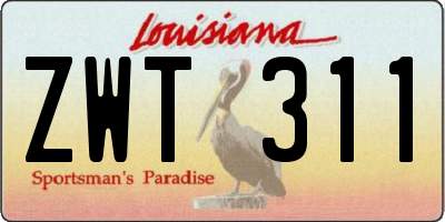 LA license plate ZWT311