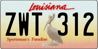 LA license plate ZWT312