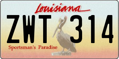 LA license plate ZWT314