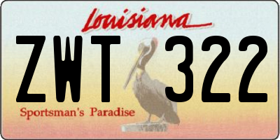 LA license plate ZWT322