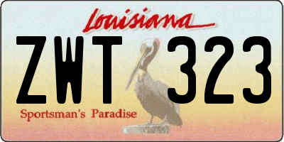 LA license plate ZWT323
