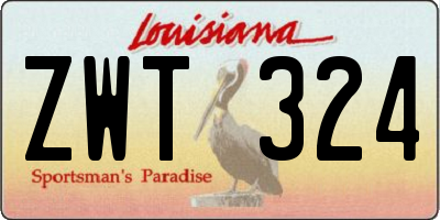 LA license plate ZWT324