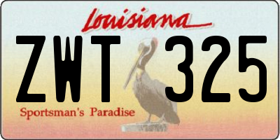 LA license plate ZWT325