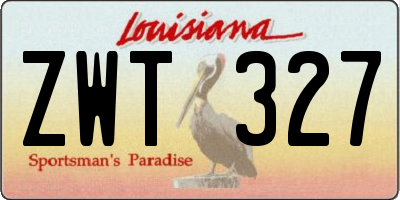 LA license plate ZWT327