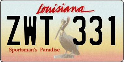 LA license plate ZWT331