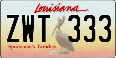 LA license plate ZWT333