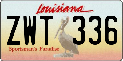 LA license plate ZWT336