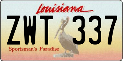 LA license plate ZWT337