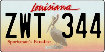 LA license plate ZWT344