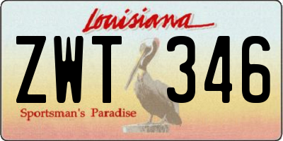 LA license plate ZWT346