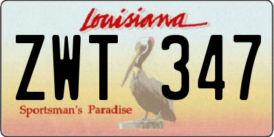 LA license plate ZWT347