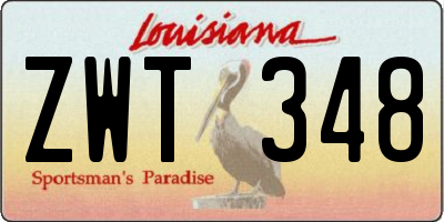 LA license plate ZWT348