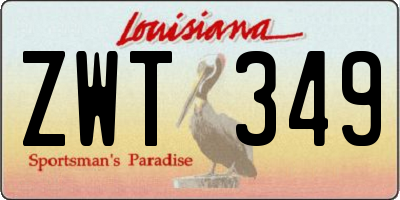 LA license plate ZWT349