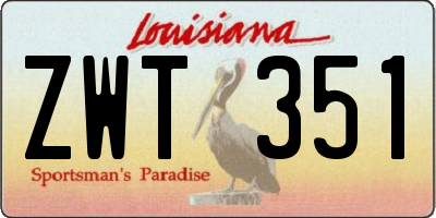 LA license plate ZWT351