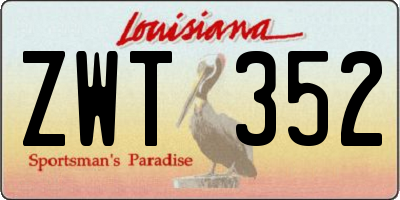 LA license plate ZWT352