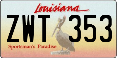 LA license plate ZWT353
