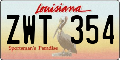LA license plate ZWT354