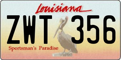 LA license plate ZWT356