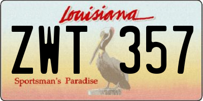 LA license plate ZWT357