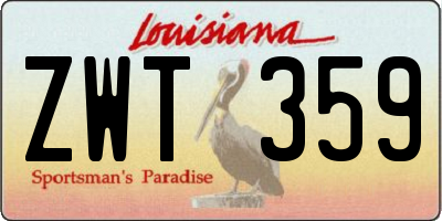LA license plate ZWT359
