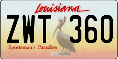 LA license plate ZWT360