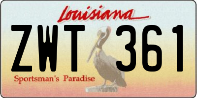 LA license plate ZWT361