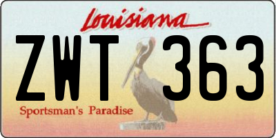 LA license plate ZWT363