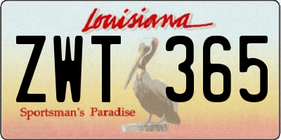 LA license plate ZWT365