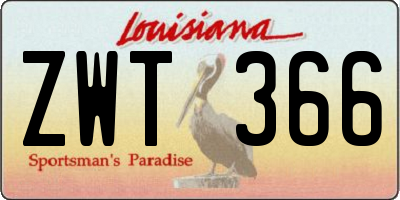 LA license plate ZWT366
