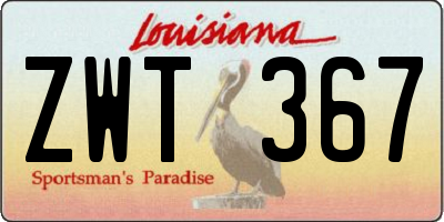 LA license plate ZWT367