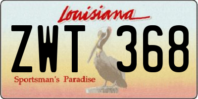 LA license plate ZWT368