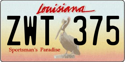 LA license plate ZWT375