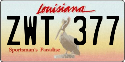 LA license plate ZWT377