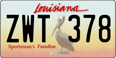 LA license plate ZWT378