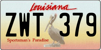 LA license plate ZWT379