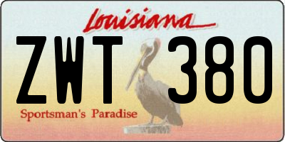 LA license plate ZWT380