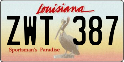 LA license plate ZWT387