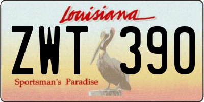 LA license plate ZWT390