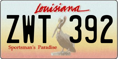 LA license plate ZWT392