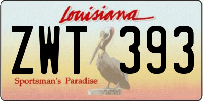 LA license plate ZWT393