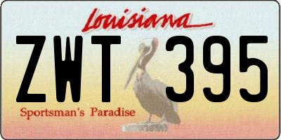 LA license plate ZWT395