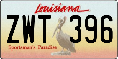LA license plate ZWT396