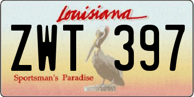 LA license plate ZWT397